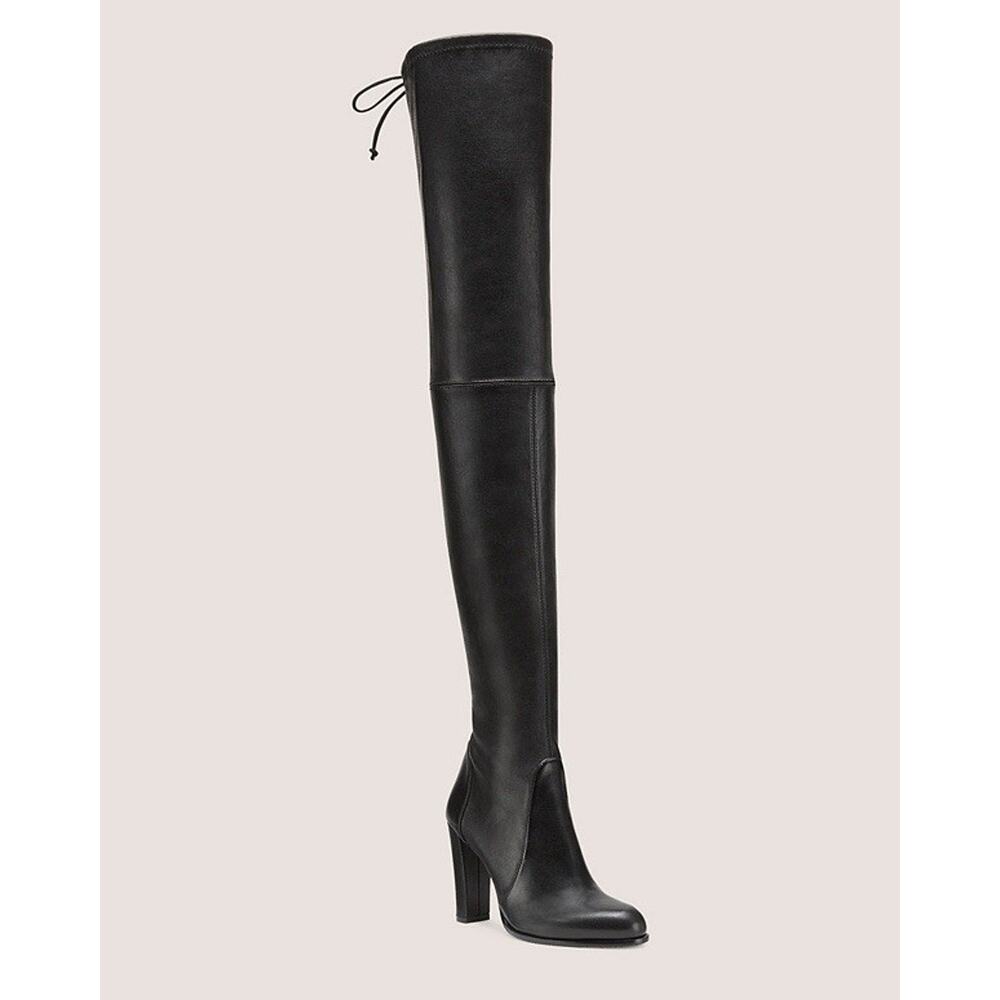 STUART WEITZMAN $1200 Ultra Highland Over The Knee 9.5 Black Leather Heel Boots